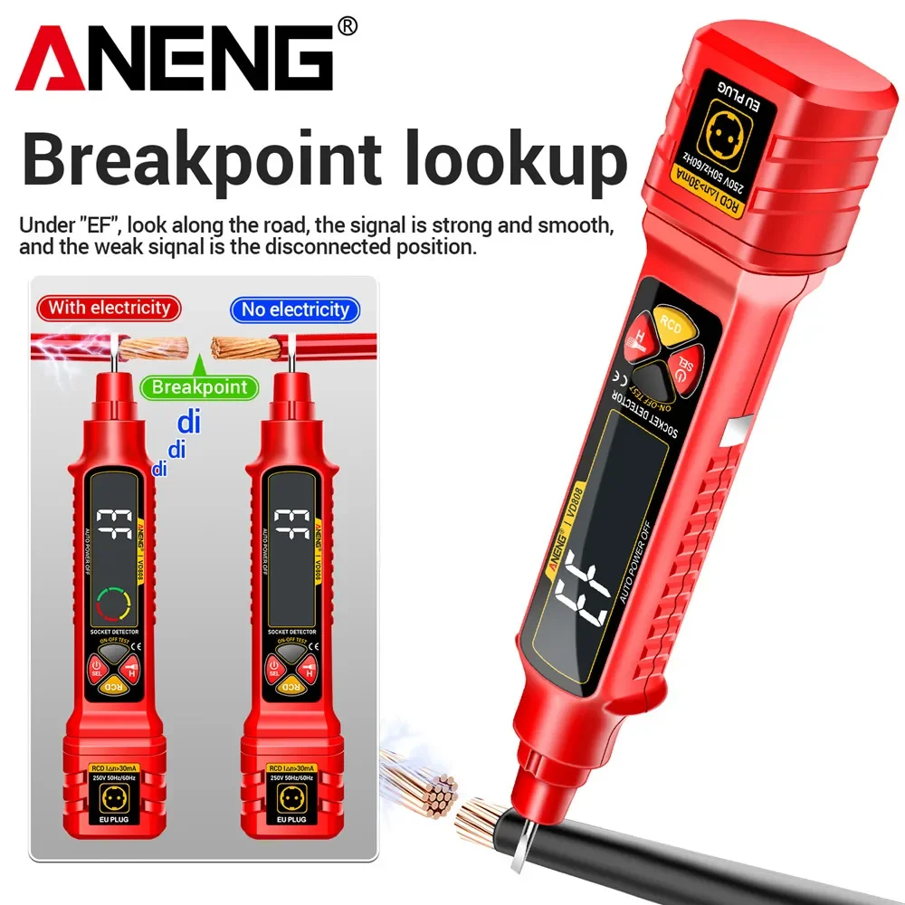 Circuit Breaker Finder - ANENG VD808 cyfrowy tester gniazd wykrywacze