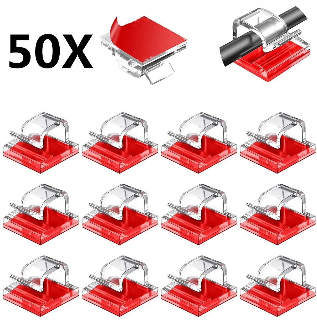 Cable Staple Clip - 10/20/50 sztuk samoprzylepny organizer do kabli